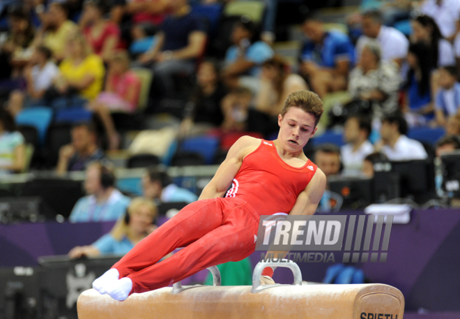 İdman gimnastikası üzrə fərdi çoxnövçülük yarışlarının finalı keçirilir. Bakı, Azərbaycan, 18 iyun 2015